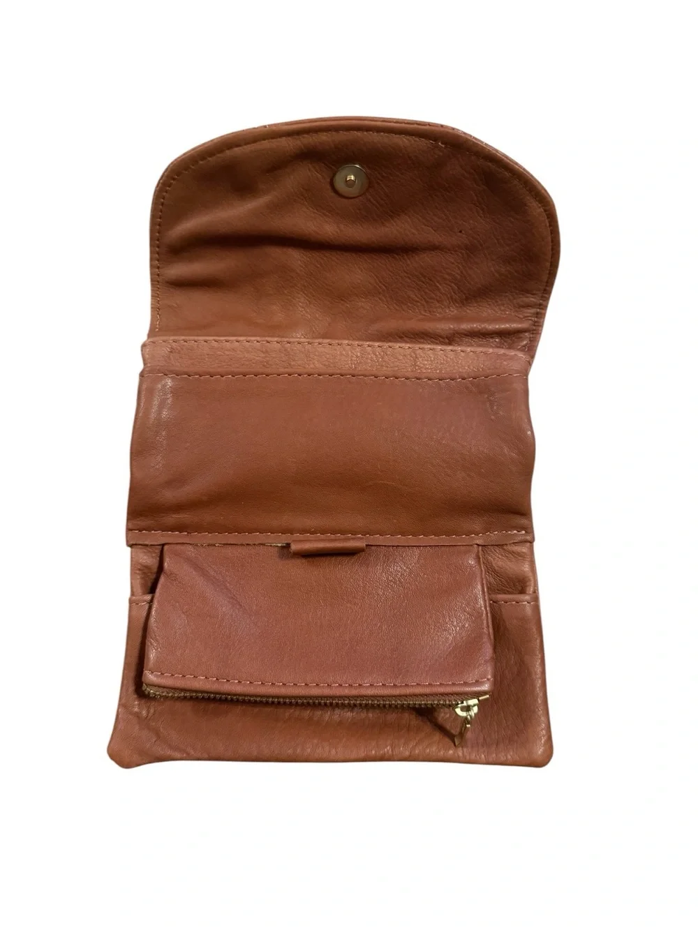 Vintage Victoria leather Classic Brown Leather Fold-Over Clutch